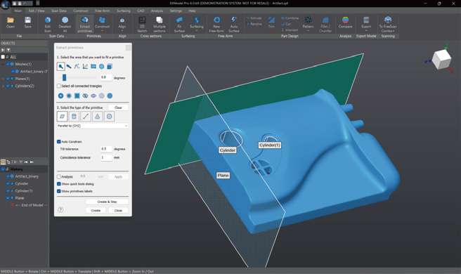 Für Shining 3D-Scanner: EXModel - Nahtlose Umwandlung von 3D-Scans in CAD